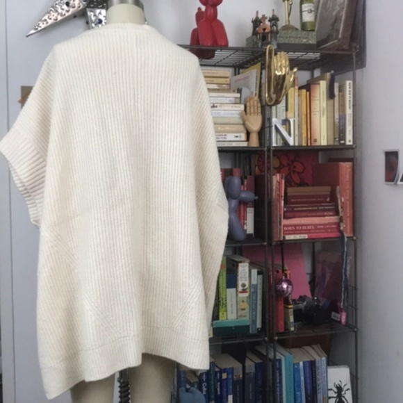 FCUK Honeycomb Stitch V Neck Zip Sweater Poncho - Picture 4 of 8